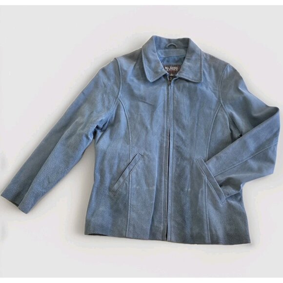 Wilsons Leather Kids Jacket Youth Girls XL Womens S/M Blue  Leather LS Lined VTG - Picture 8 of 16